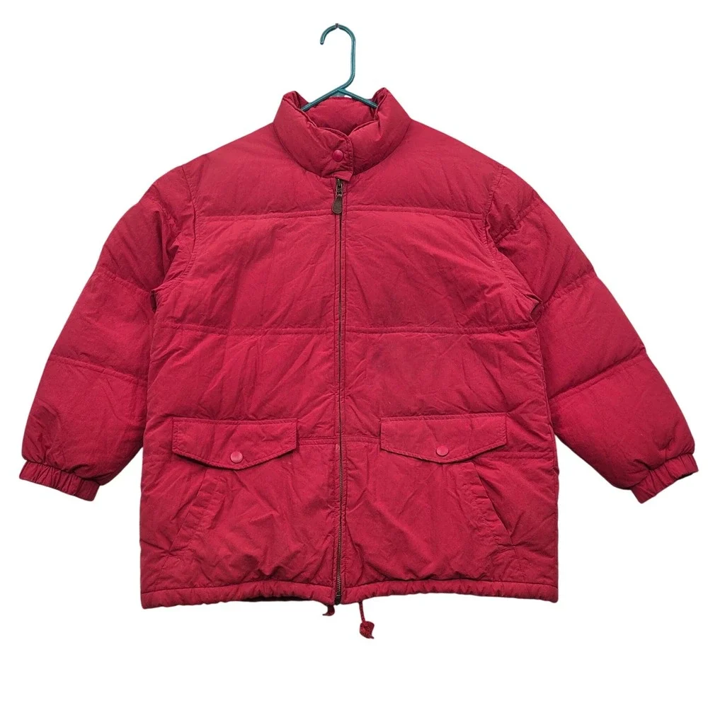 Vintage Y2K Eddie Bauer Goose Down Puffer Jacket Red Full Zip Coat Mens 2XL